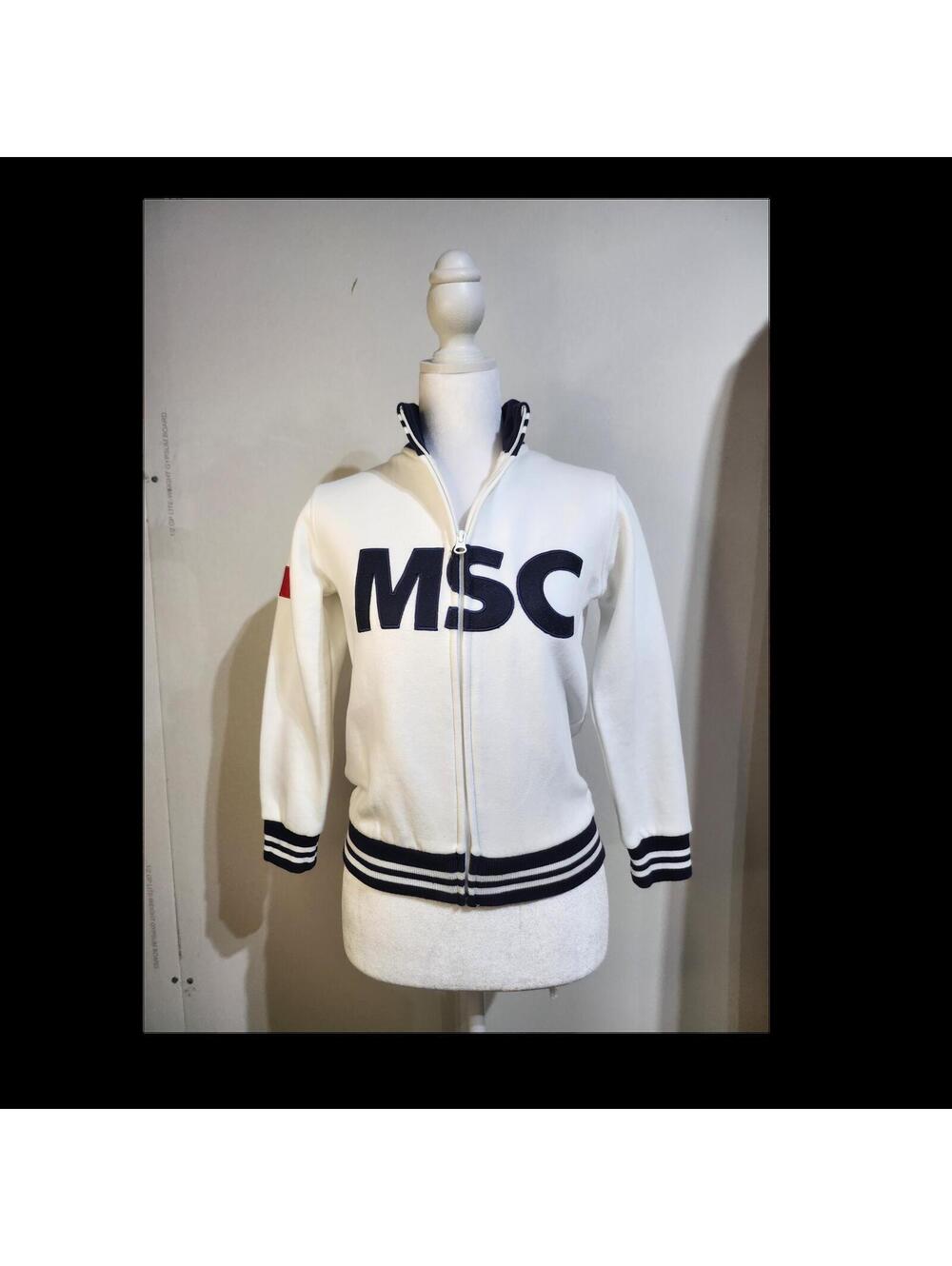 MSC Boys Basic Jacket White Navy 8 Years Zip 60% Cotton 40% RPET Polyester